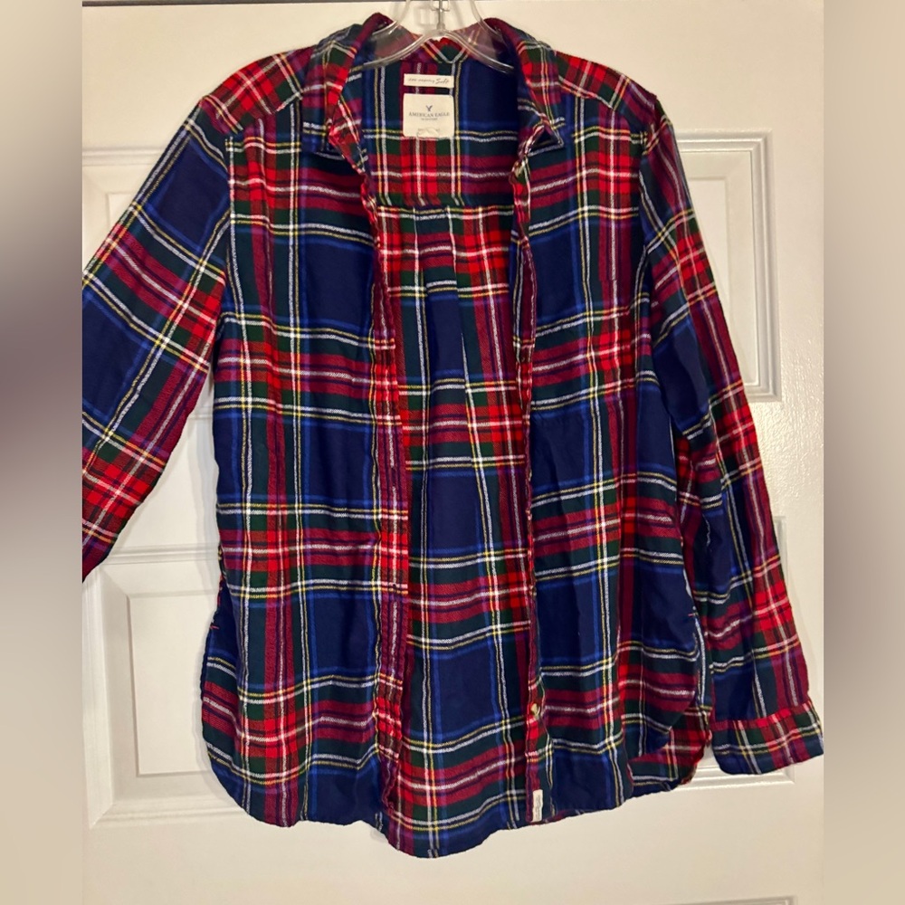American Eagle Outfitters Red and Blue Plaid Shirt